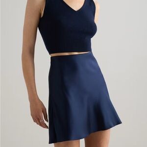 Quince 100% Washable Silk Navy Mini Skirt
